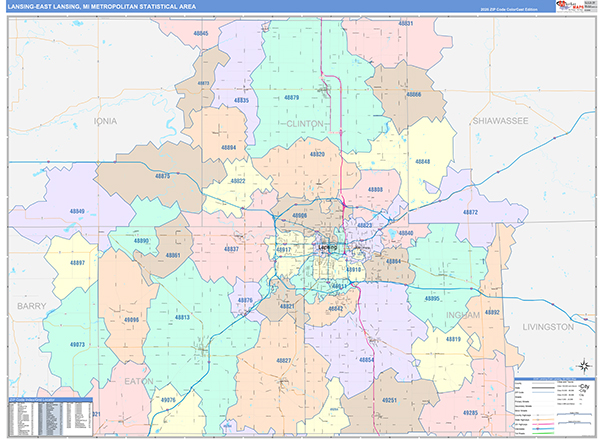 Lansing-East Lansing Metro Area Wall Map